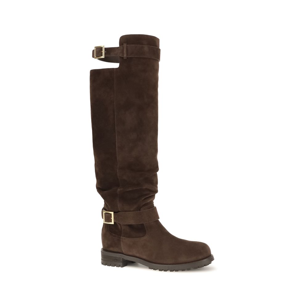 Jimmy Choo Braune Kalbsleder Bos Taurus Overknee-Stiefel-2