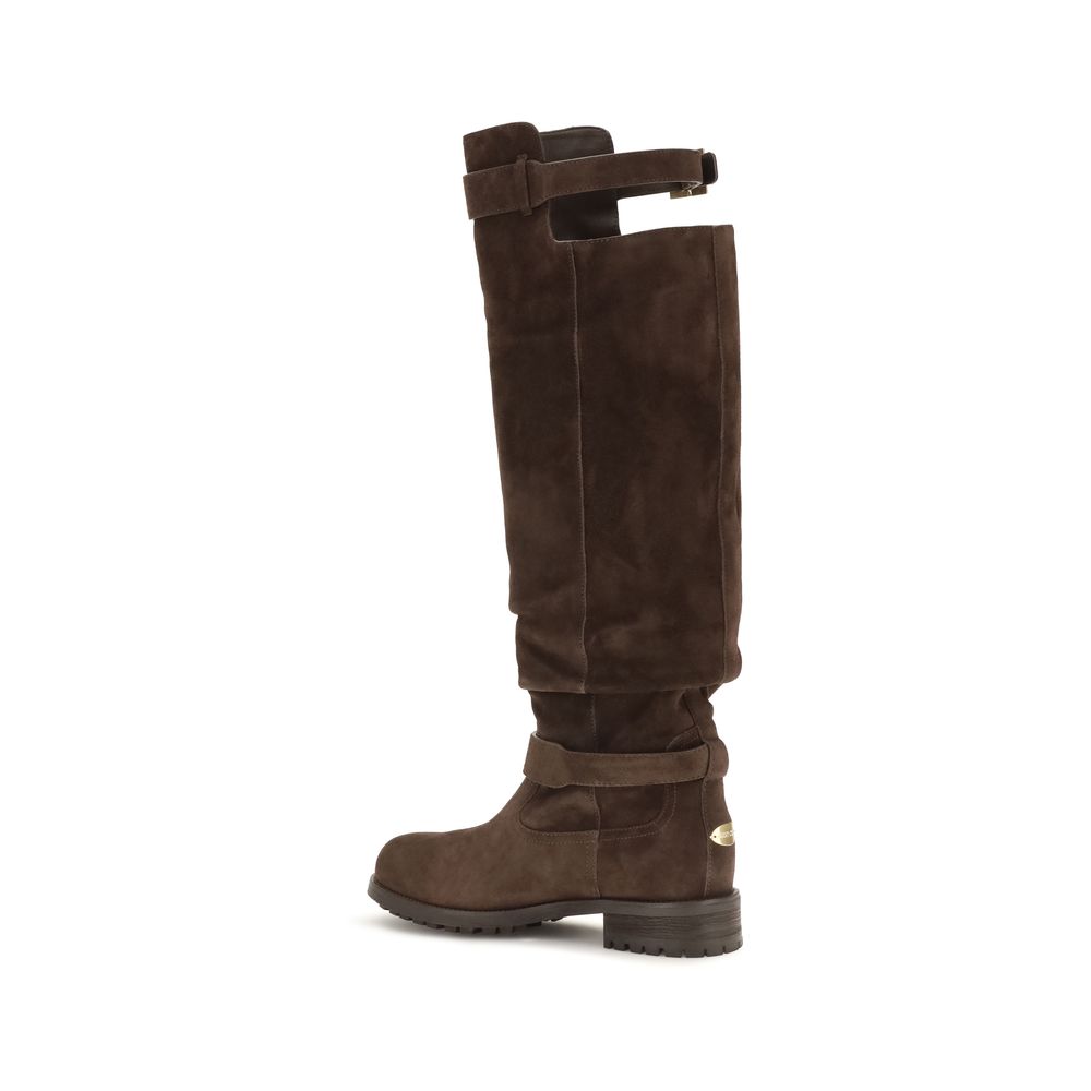 Jimmy Choo Braune Kalbsleder Bos Taurus Overknee-Stiefel-3