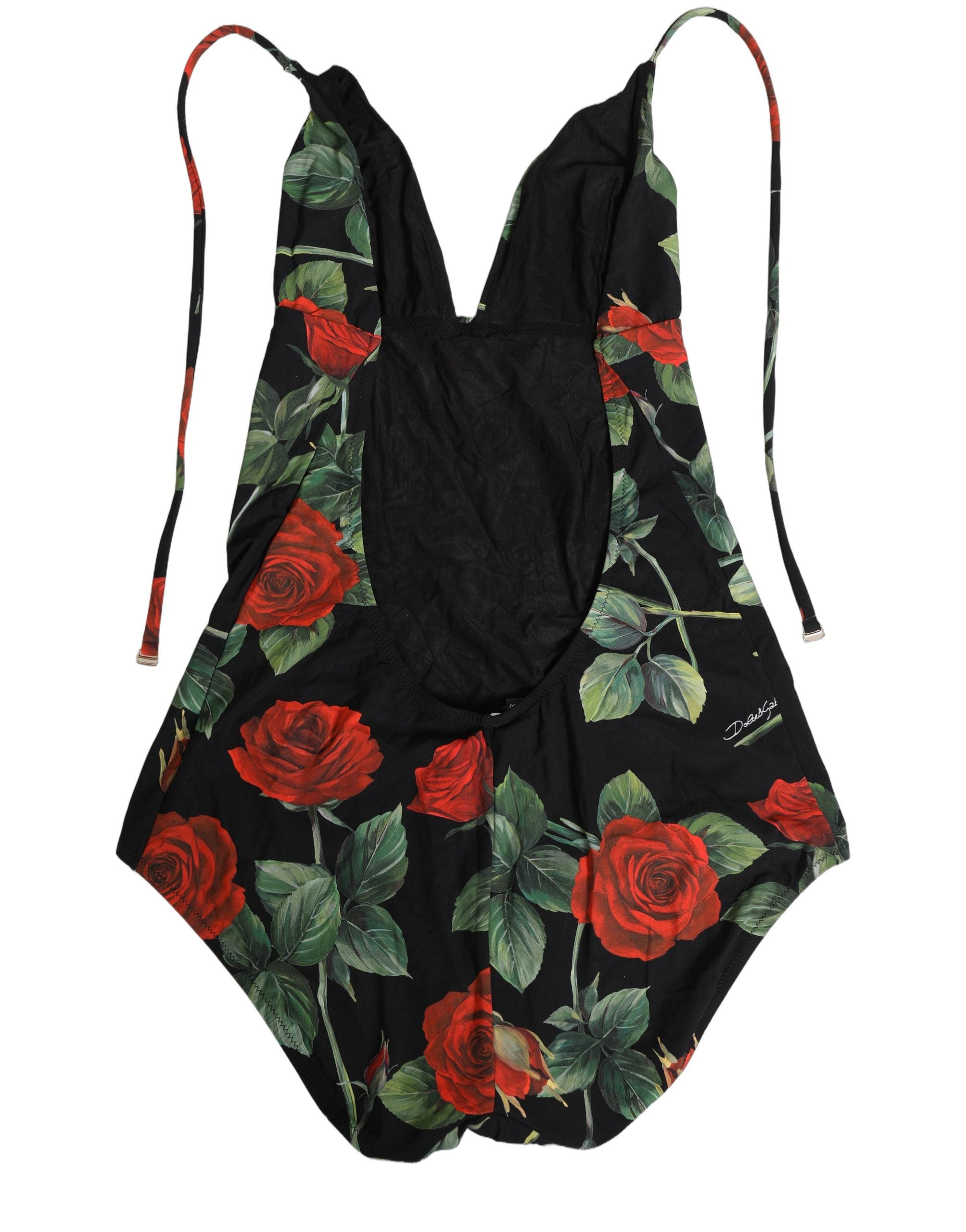 Dolce & Gabbana Badeanzug mit schwarzem Rosenprint-1