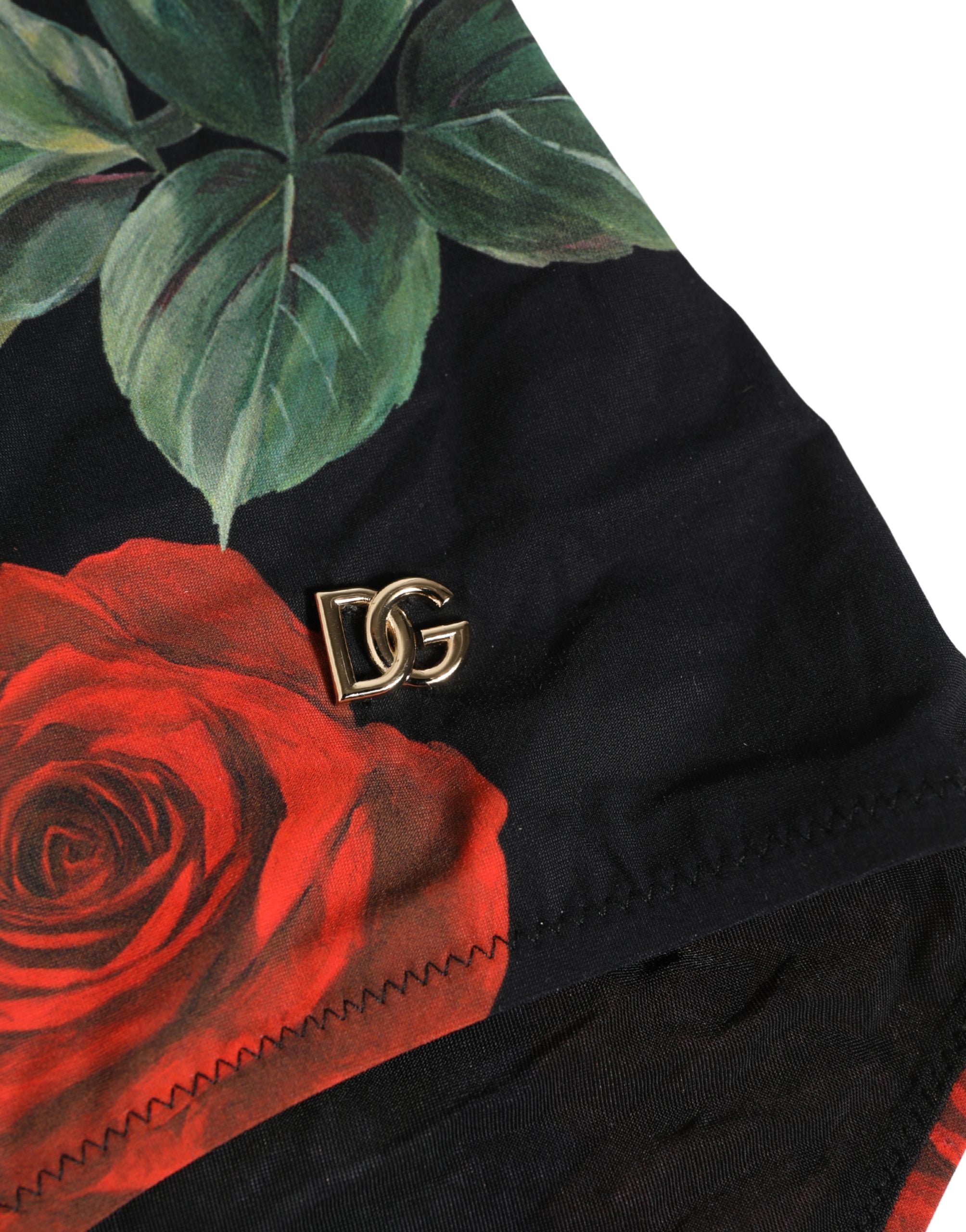 Dolce & Gabbana Badeanzug mit schwarzem Rosenprint-4
