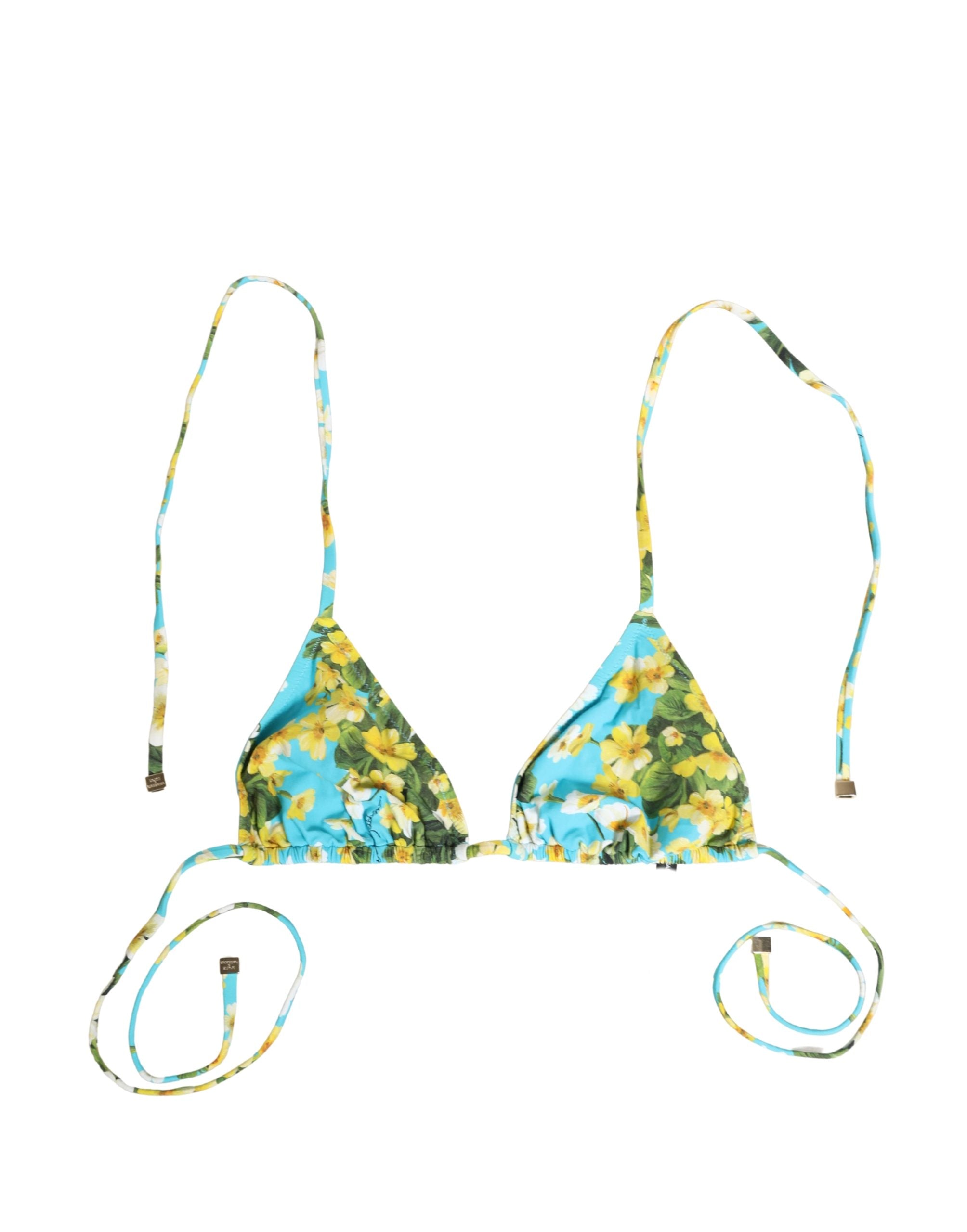 Dolce & Gabbana Bikini-Oberteil aus Nylon mit blauem Blumenprint und Neckholder-2
