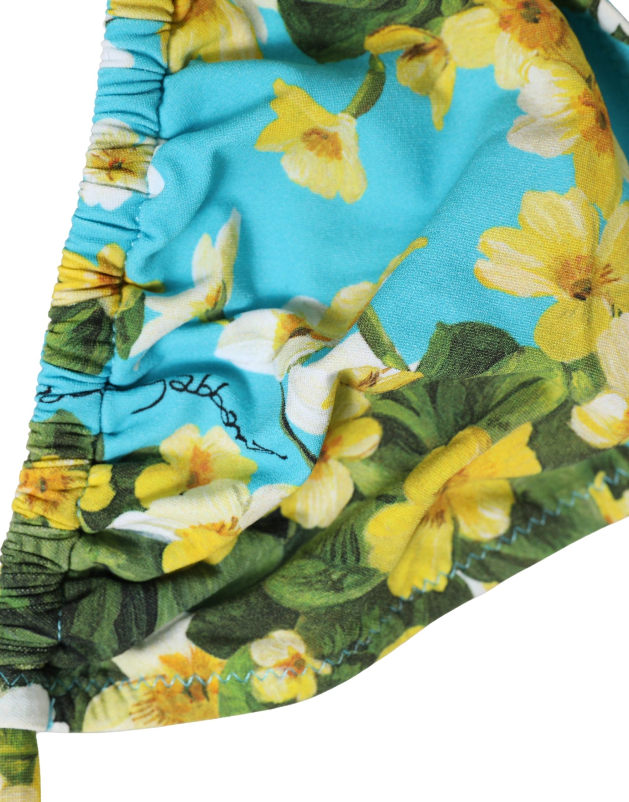 Dolce & Gabbana Bikini-Oberteil aus Nylon mit blauem Blumenprint und Neckholder-4