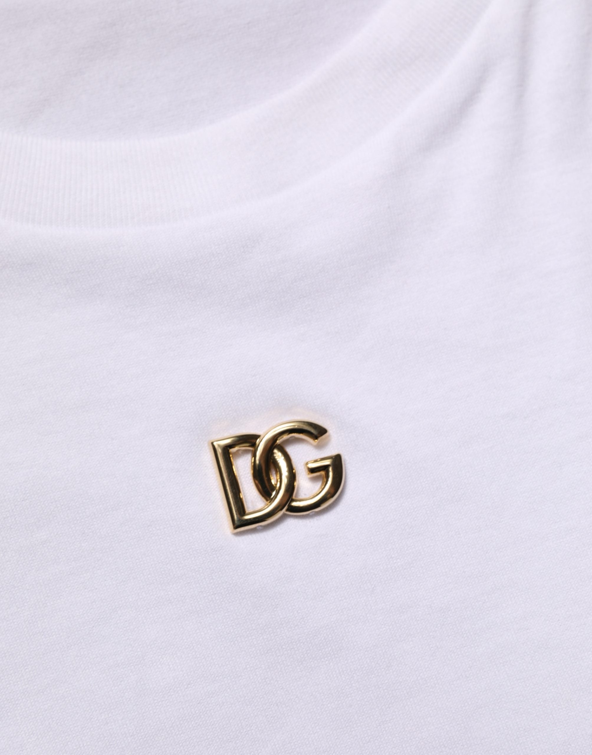 Dolce & Gabbana Weißes T-Shirt mit DG-Logo und kurzen Ärmeln aus Baumwolle-1