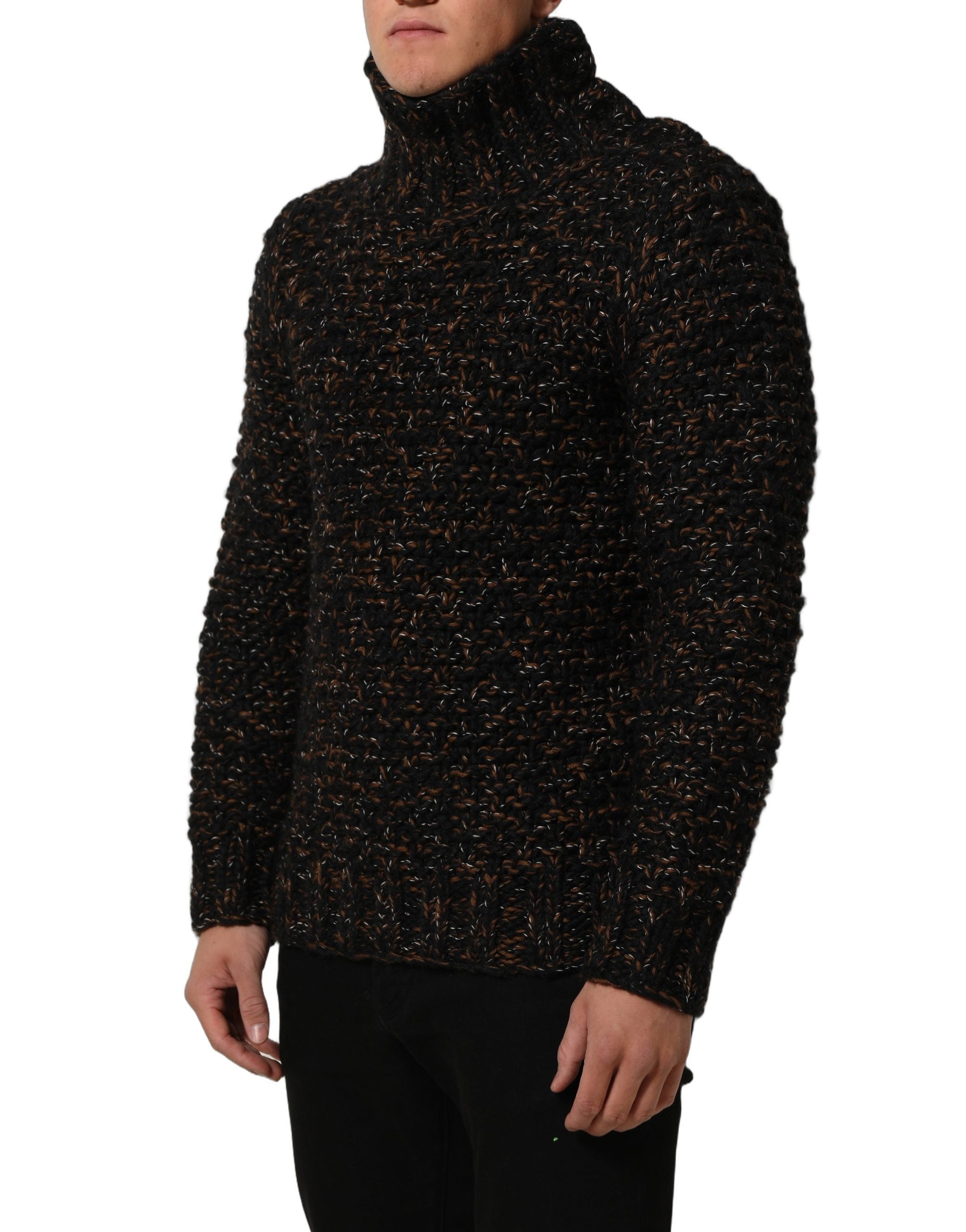 Dolce & Gabbana Brauner Wollstrick-Rollkragenpullover-4