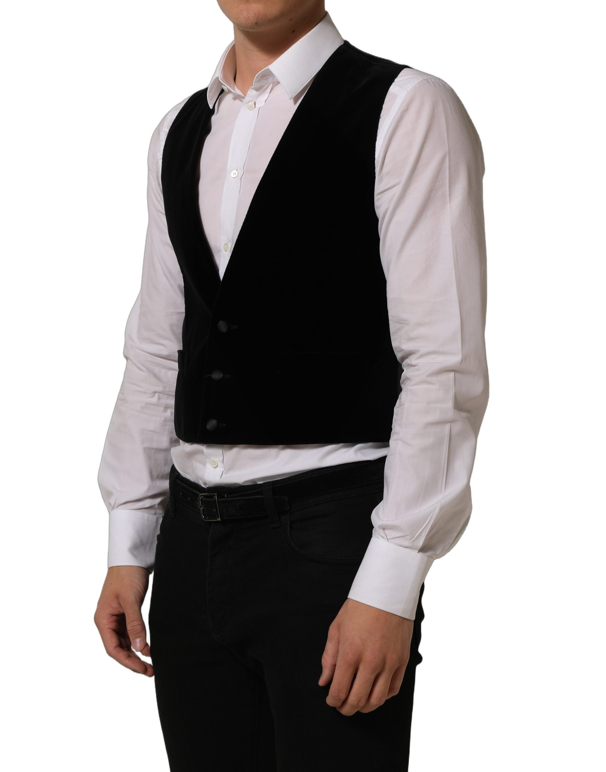 Dolce & Gabbana Schwarze Wollmischung Weste für formelle Kleidung-5