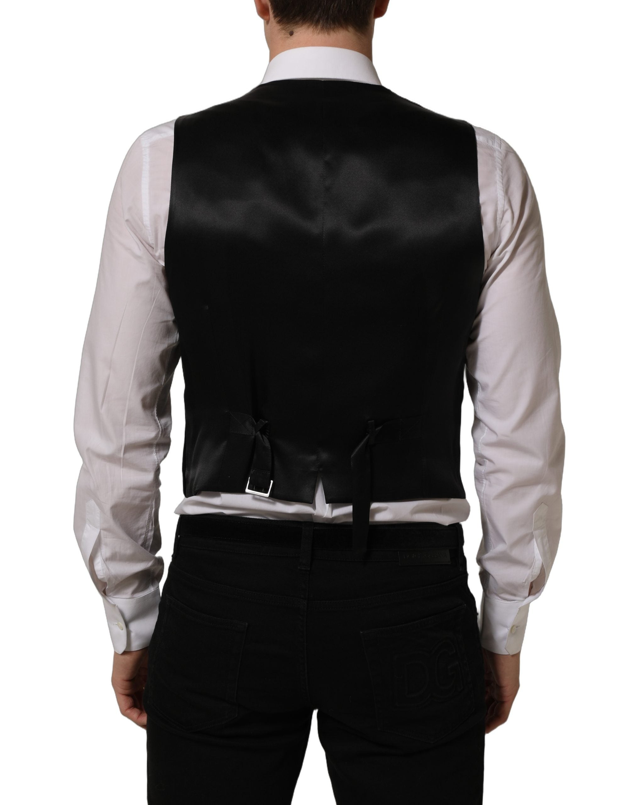 Dolce & Gabbana Schwarze Wollmischung Weste für formelle Kleidung-6