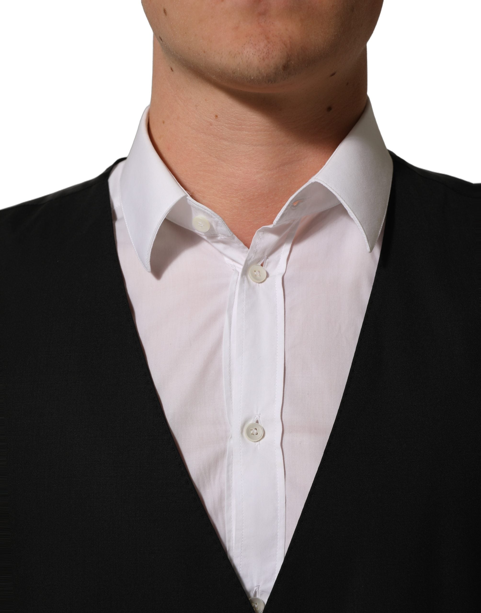Dolce & Gabbana Schwarze Stretchweste aus Wolle Formelle Weste-2