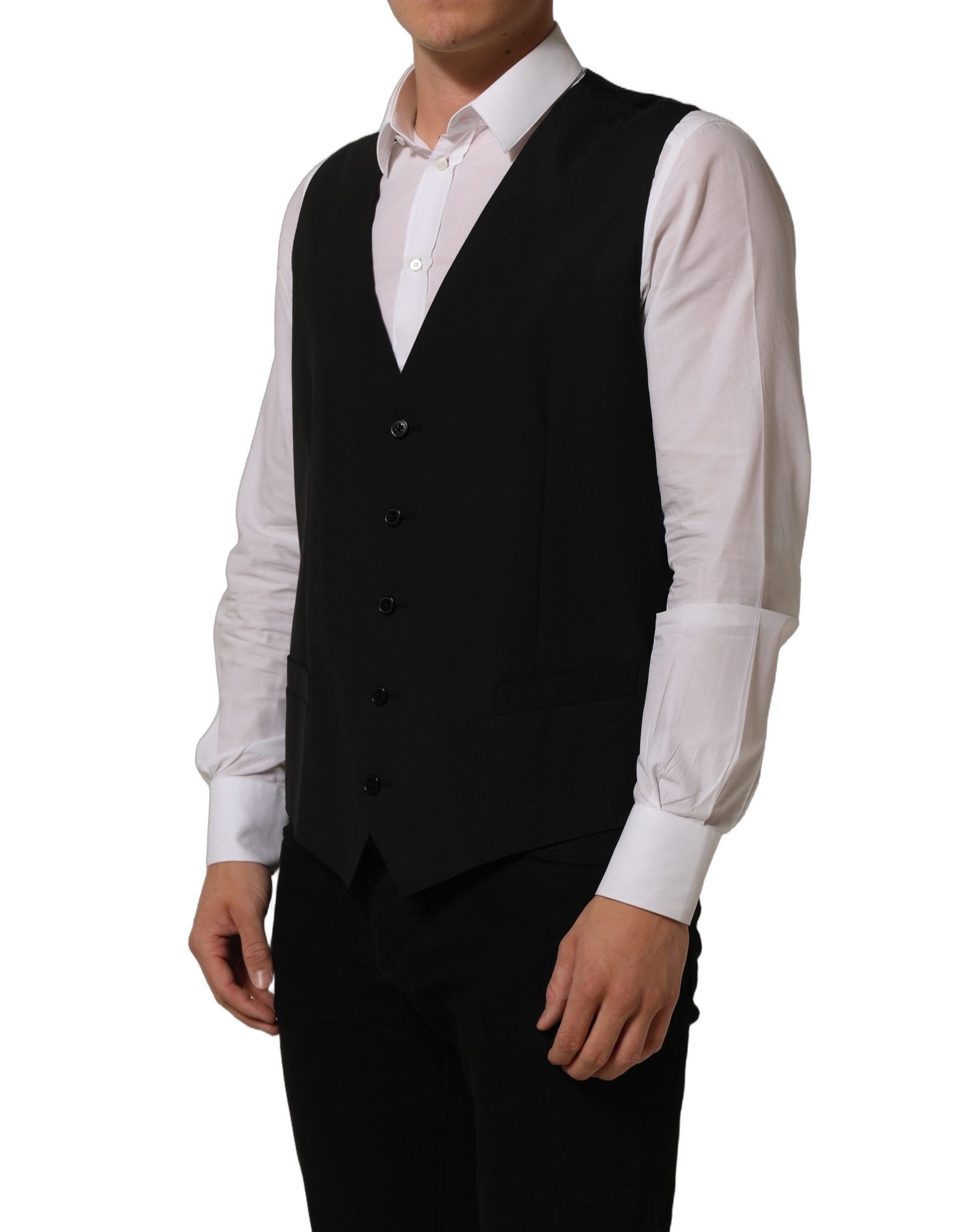 Dolce & Gabbana Schwarze Stretchweste aus Wolle Formelle Weste-5