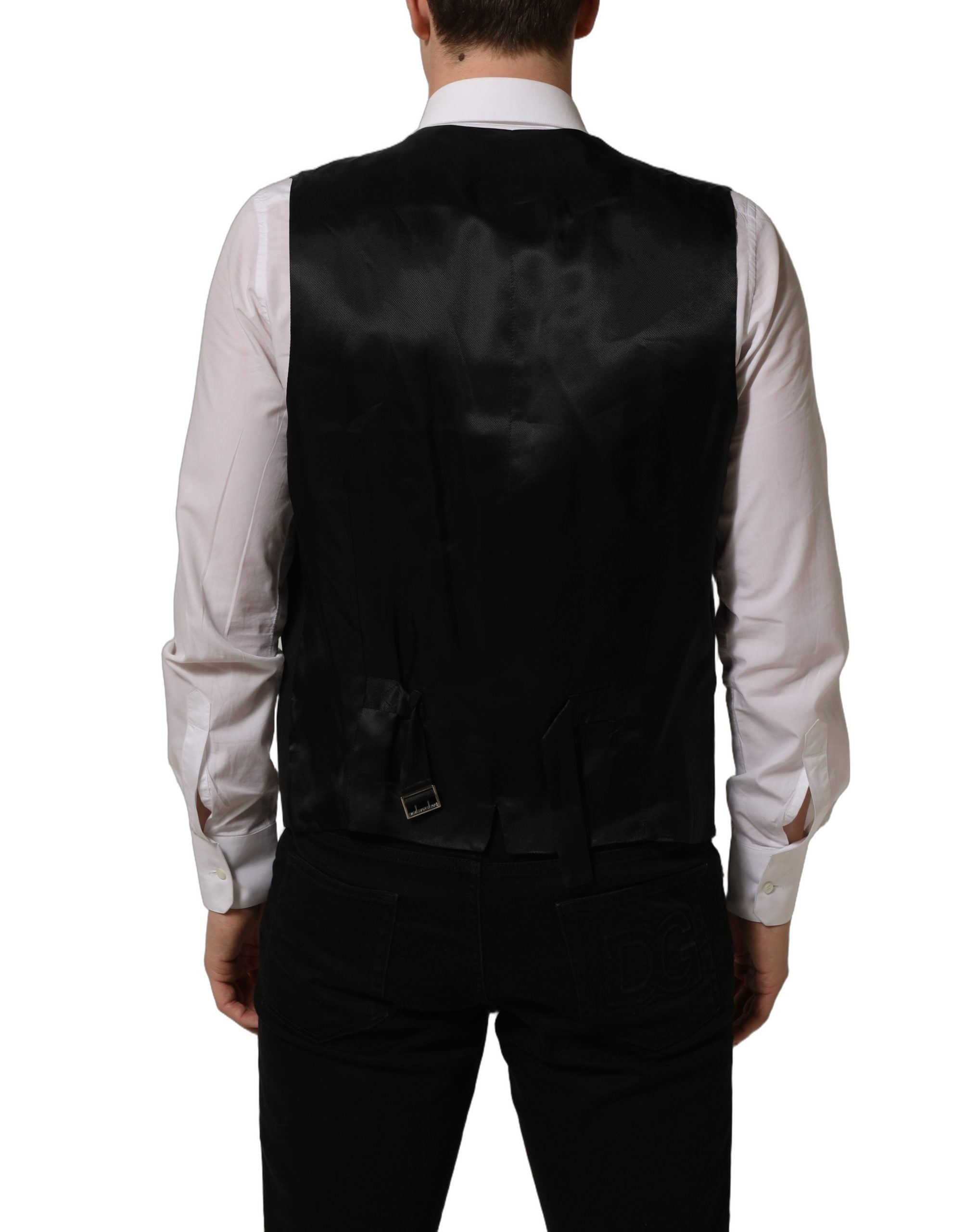 Dolce & Gabbana Schwarze Stretchweste aus Wolle Formelle Weste-6