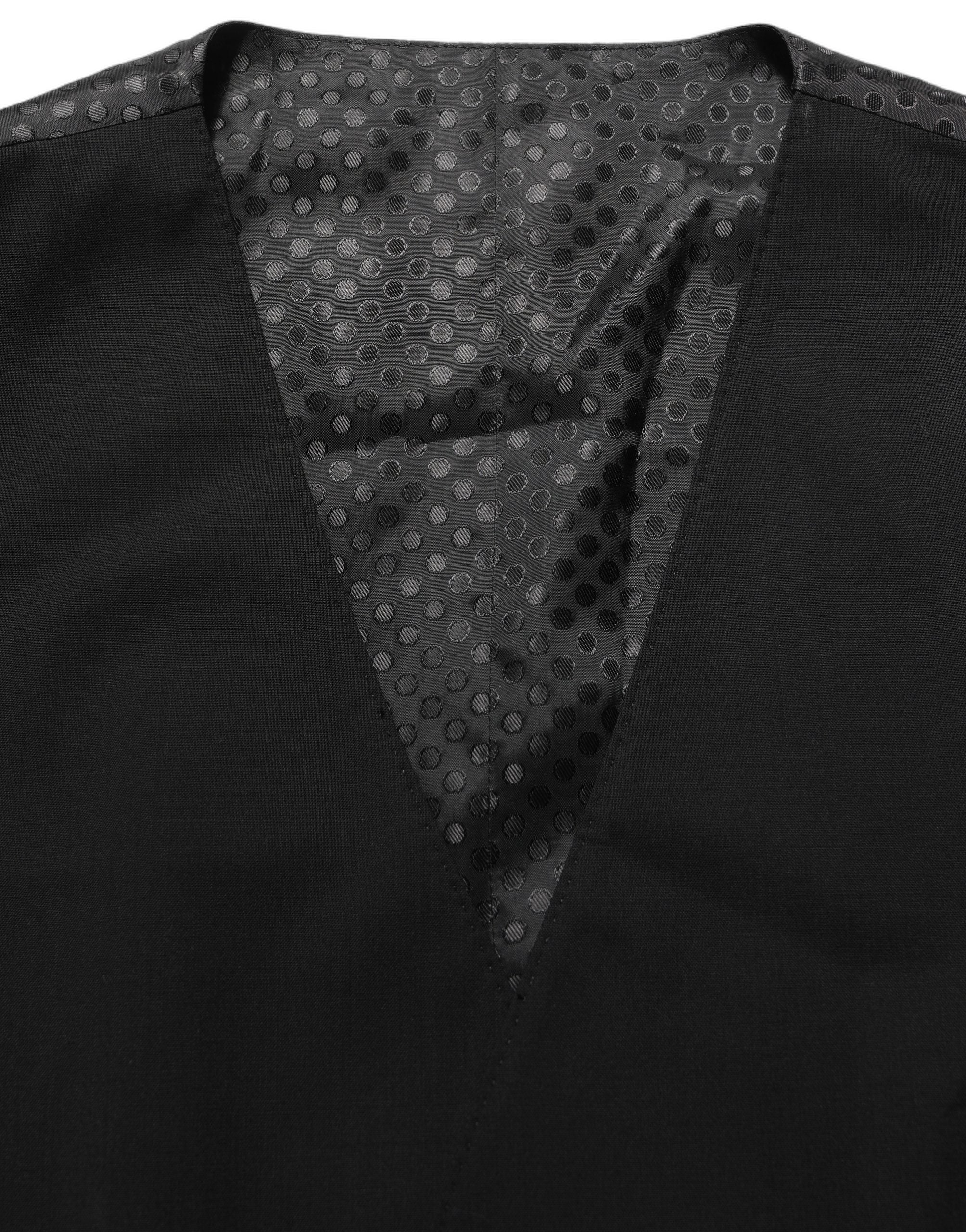 Dolce & Gabbana Schwarze Woll-Stretch-Weste Formal Dress Vest-1