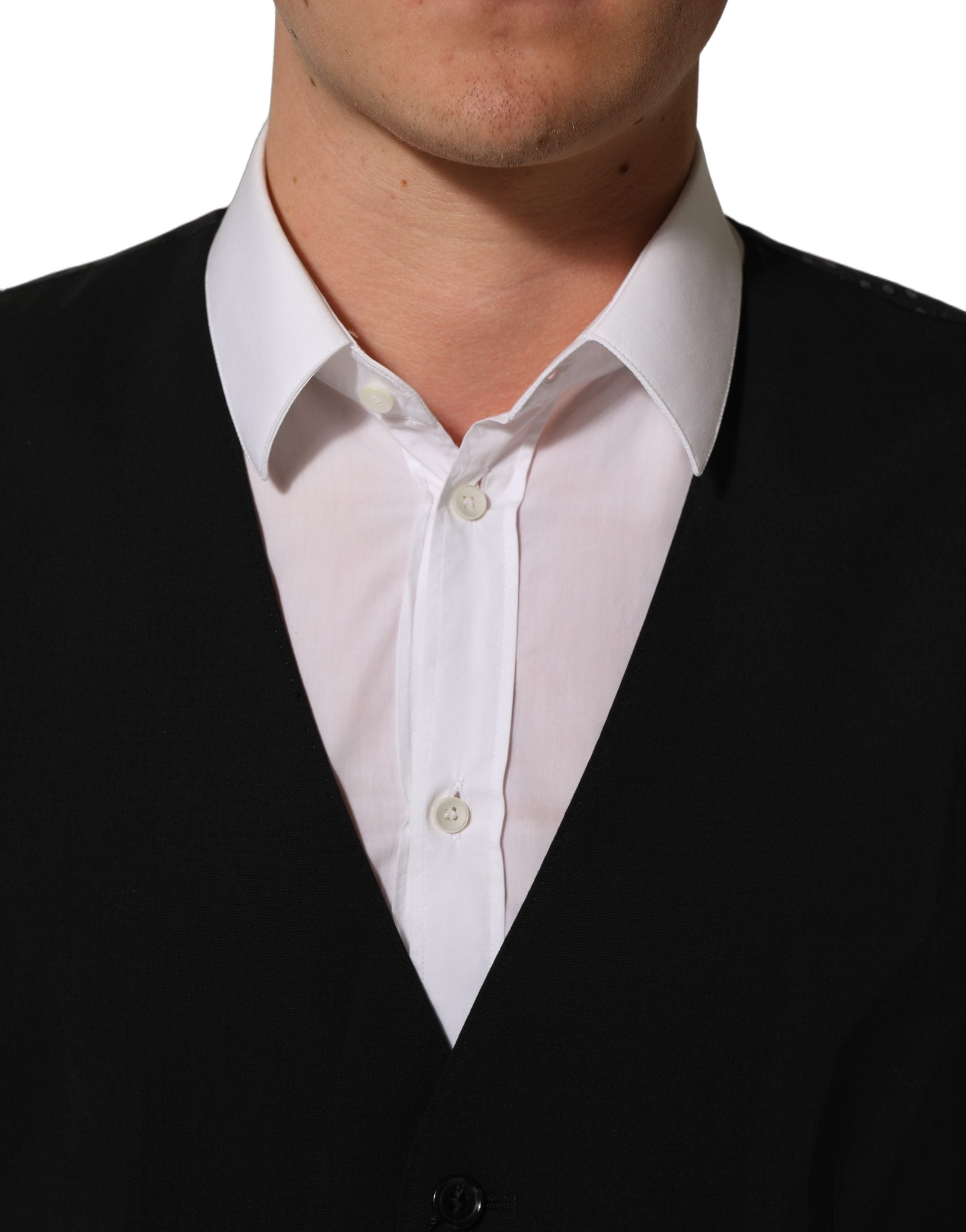 Dolce & Gabbana Schwarze Woll-Stretch-Weste Formal Dress Vest-2