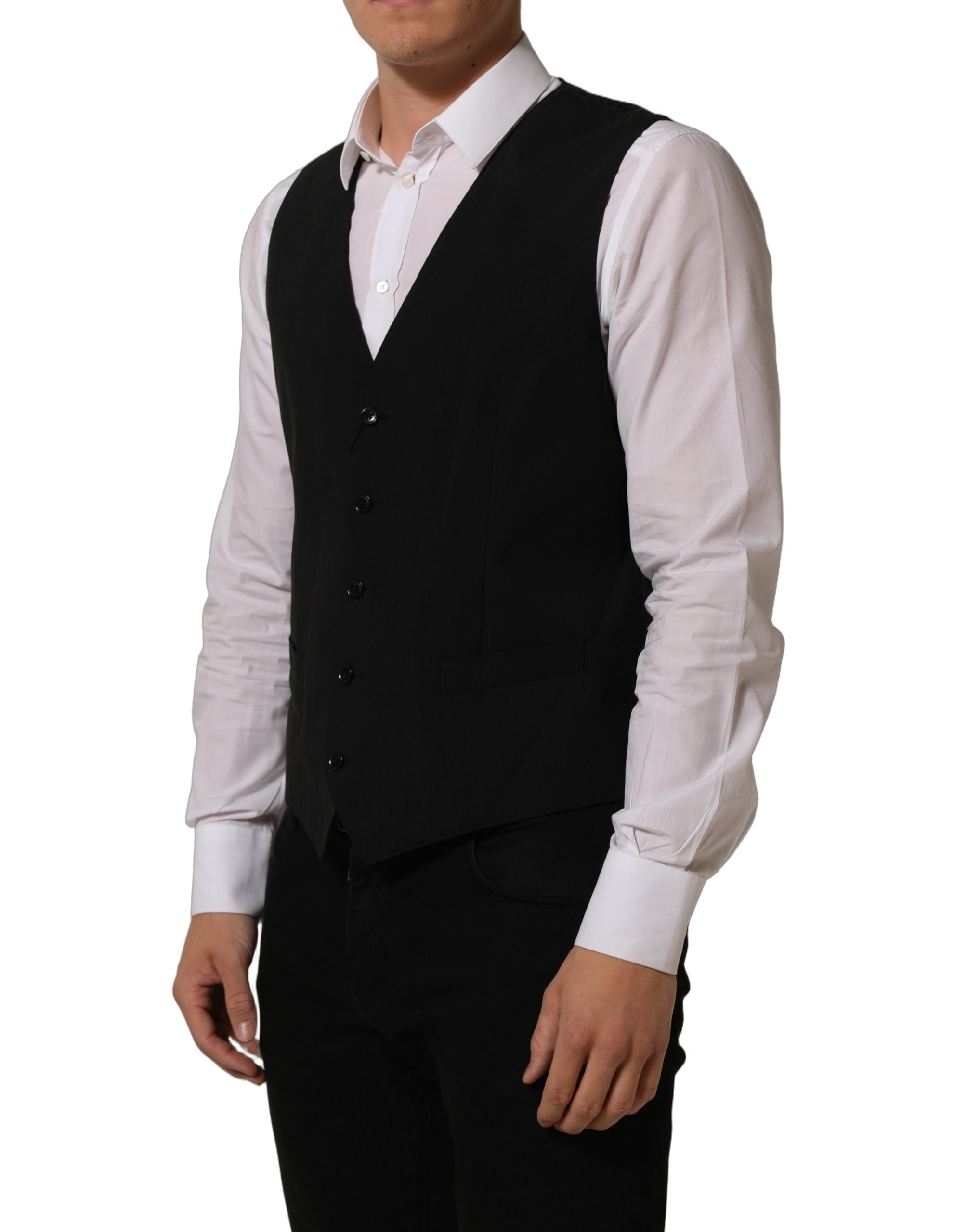 Dolce & Gabbana Schwarze Woll-Stretch-Weste Formal Dress Vest-5