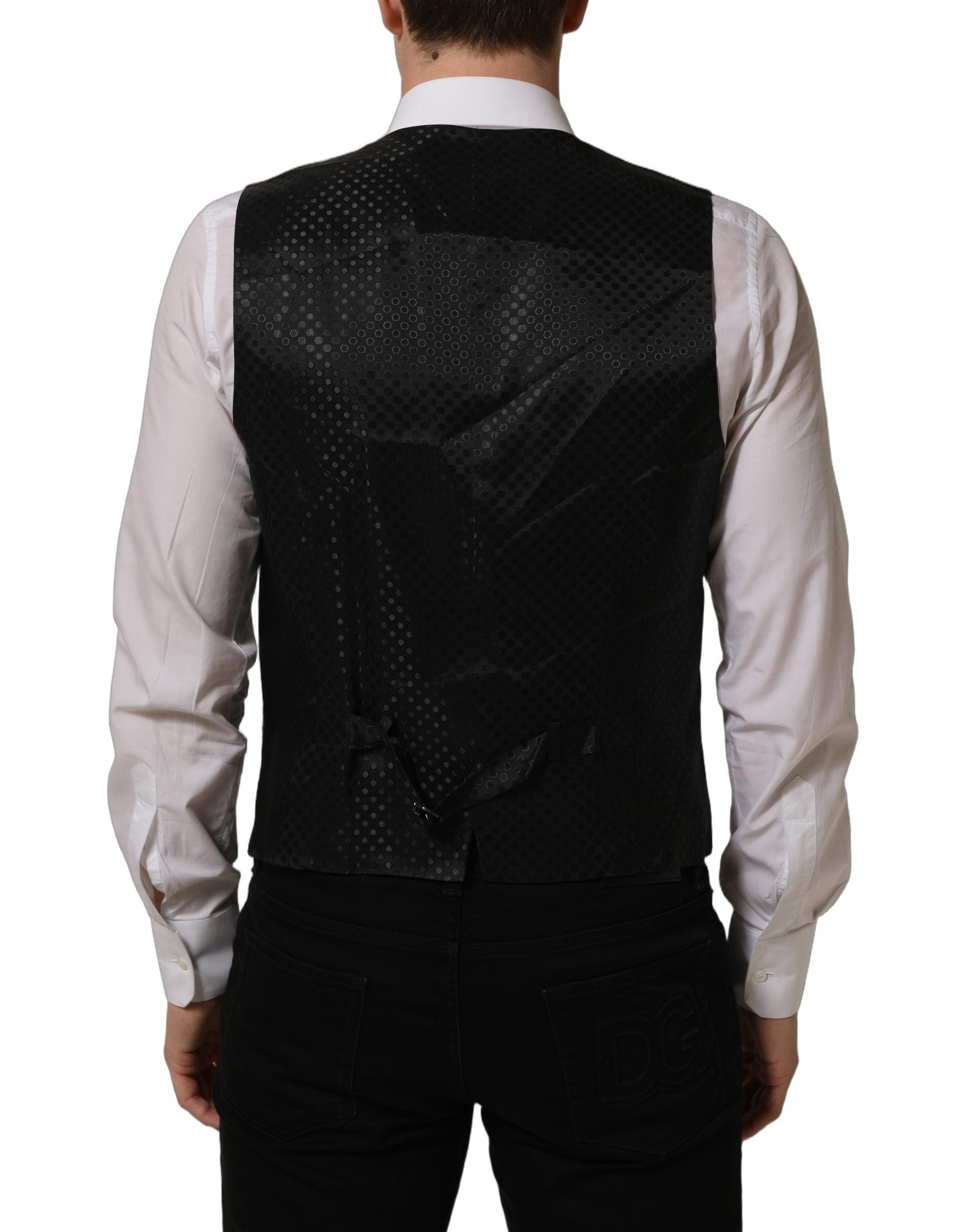 Dolce & Gabbana Schwarze Woll-Stretch-Weste Formal Dress Vest-6