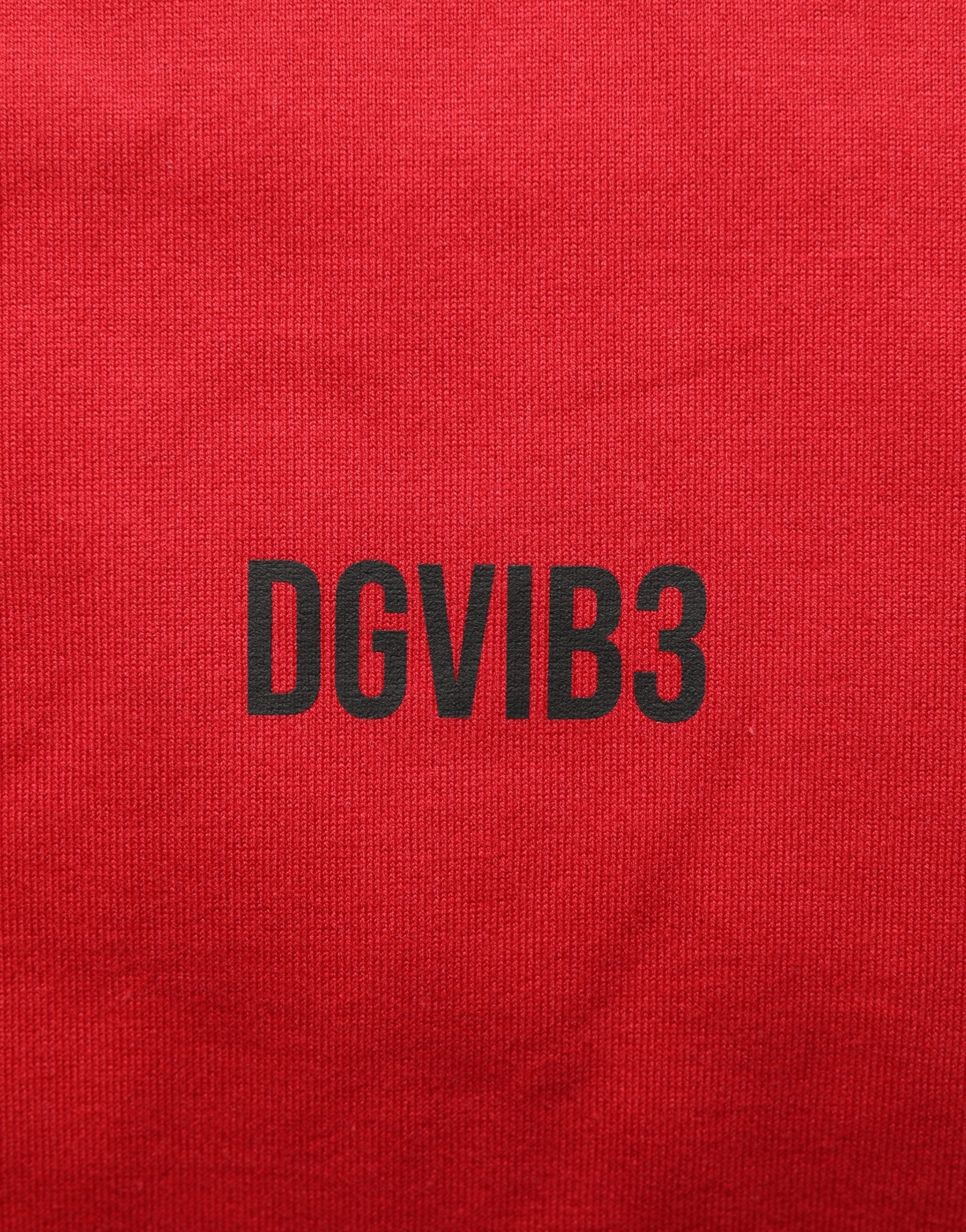 Dolce & Gabbana Rotes T-Shirt mit Rundhalsausschnitt und Grafikdruck aus Baumwolle-2