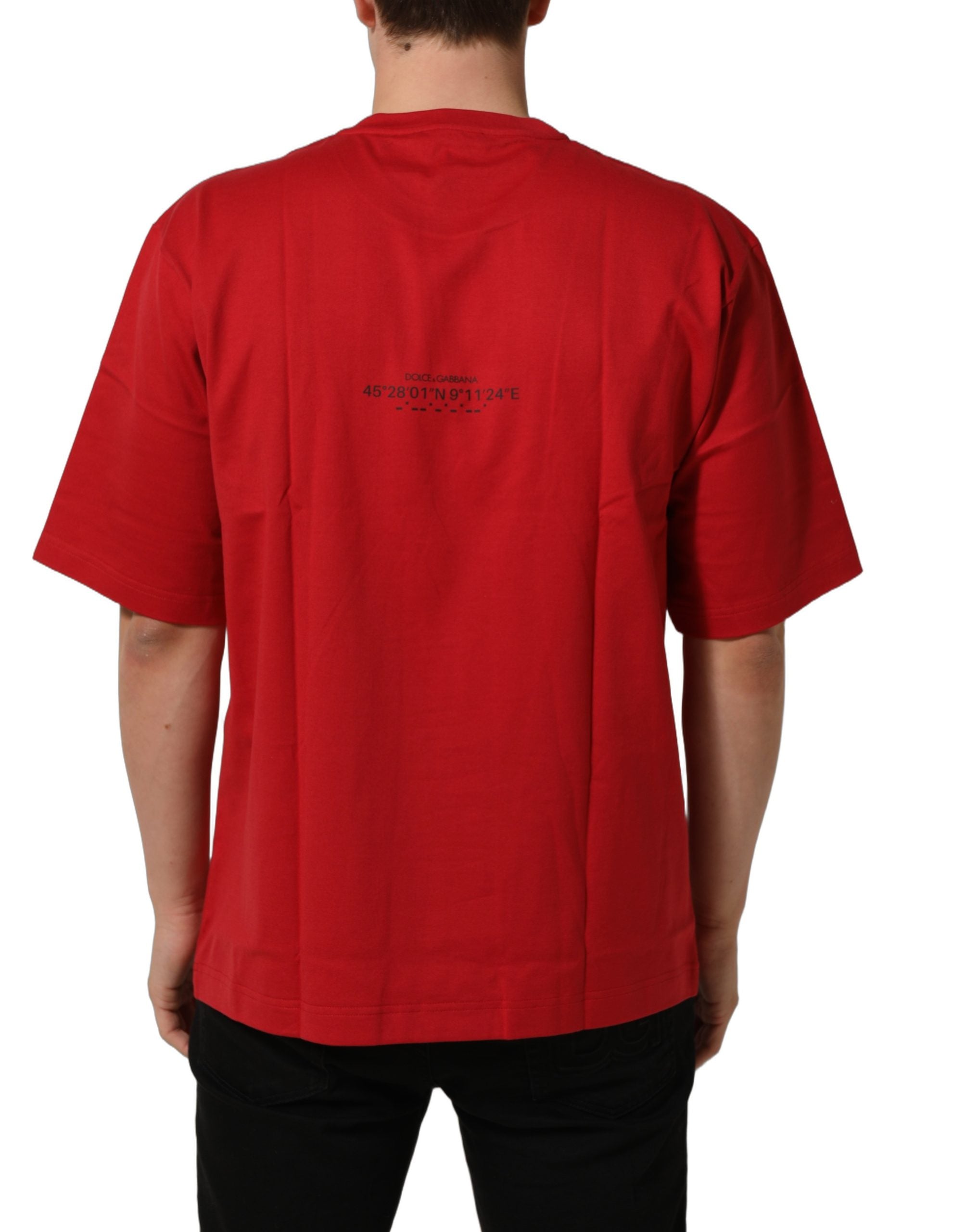Dolce & Gabbana Rotes T-Shirt mit Rundhalsausschnitt und Grafikdruck aus Baumwolle-7