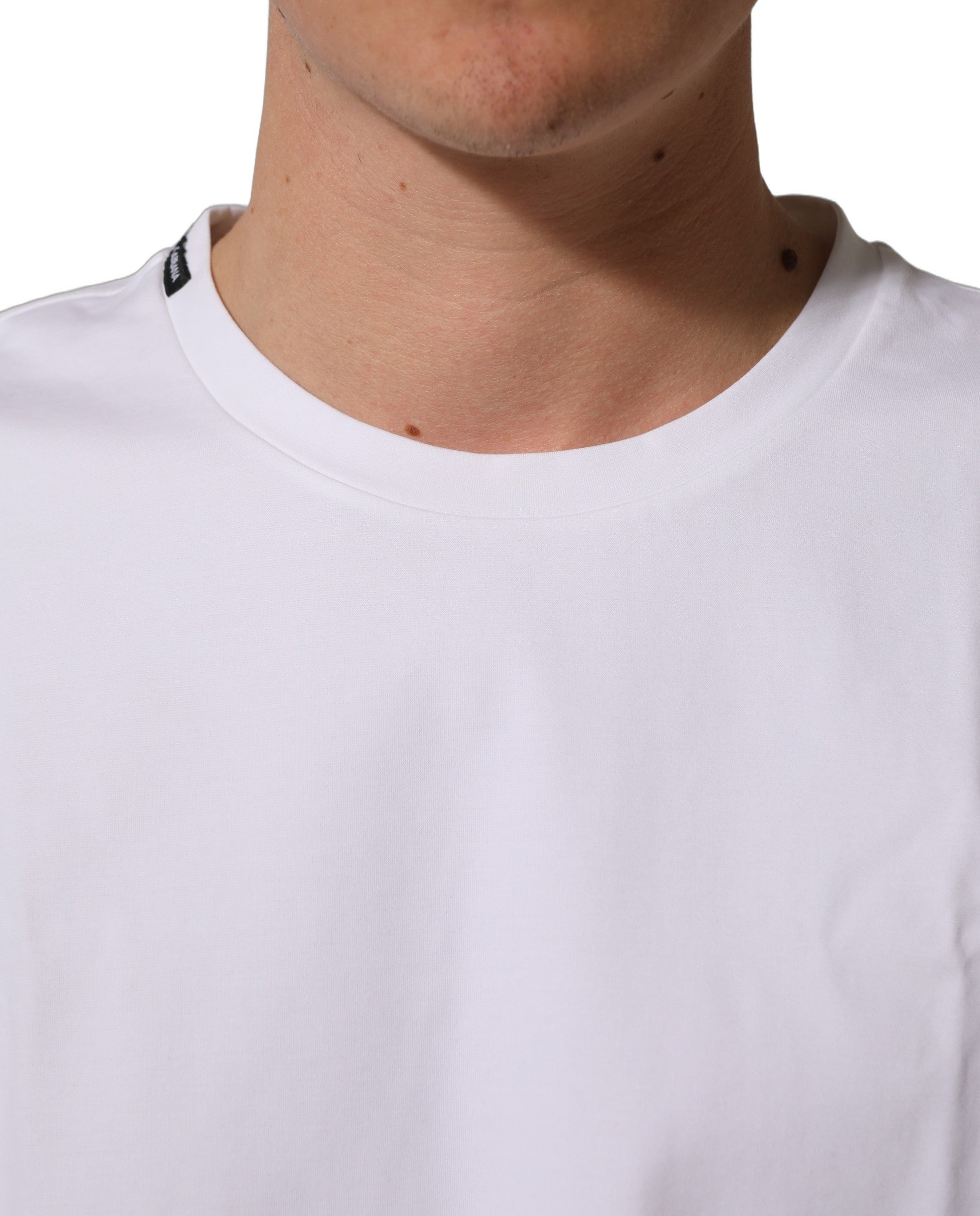 Dolce & Gabbana Weißes Baumwoll-T-Shirt mit kurzen Ärmeln und Rundhalsausschnitt-2