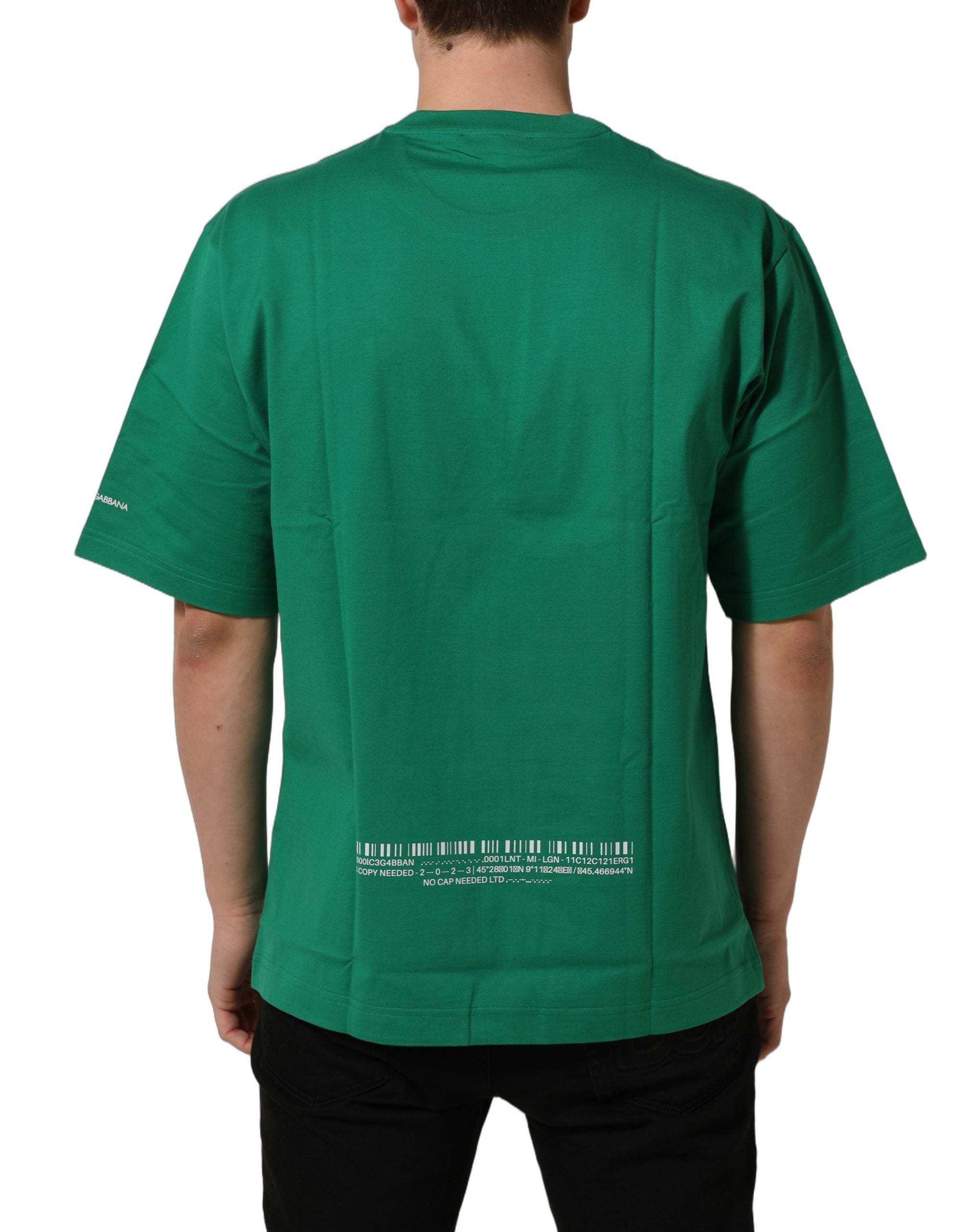Dolce & Gabbana Grünes Baumwoll-T-Shirt mit DGVIB3-Print und Rundhalsausschnitt-6