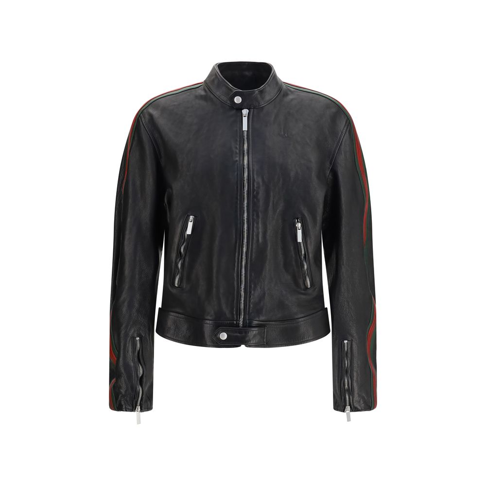 Gucci Bomberjacke aus schwarzem Büffelleder-1