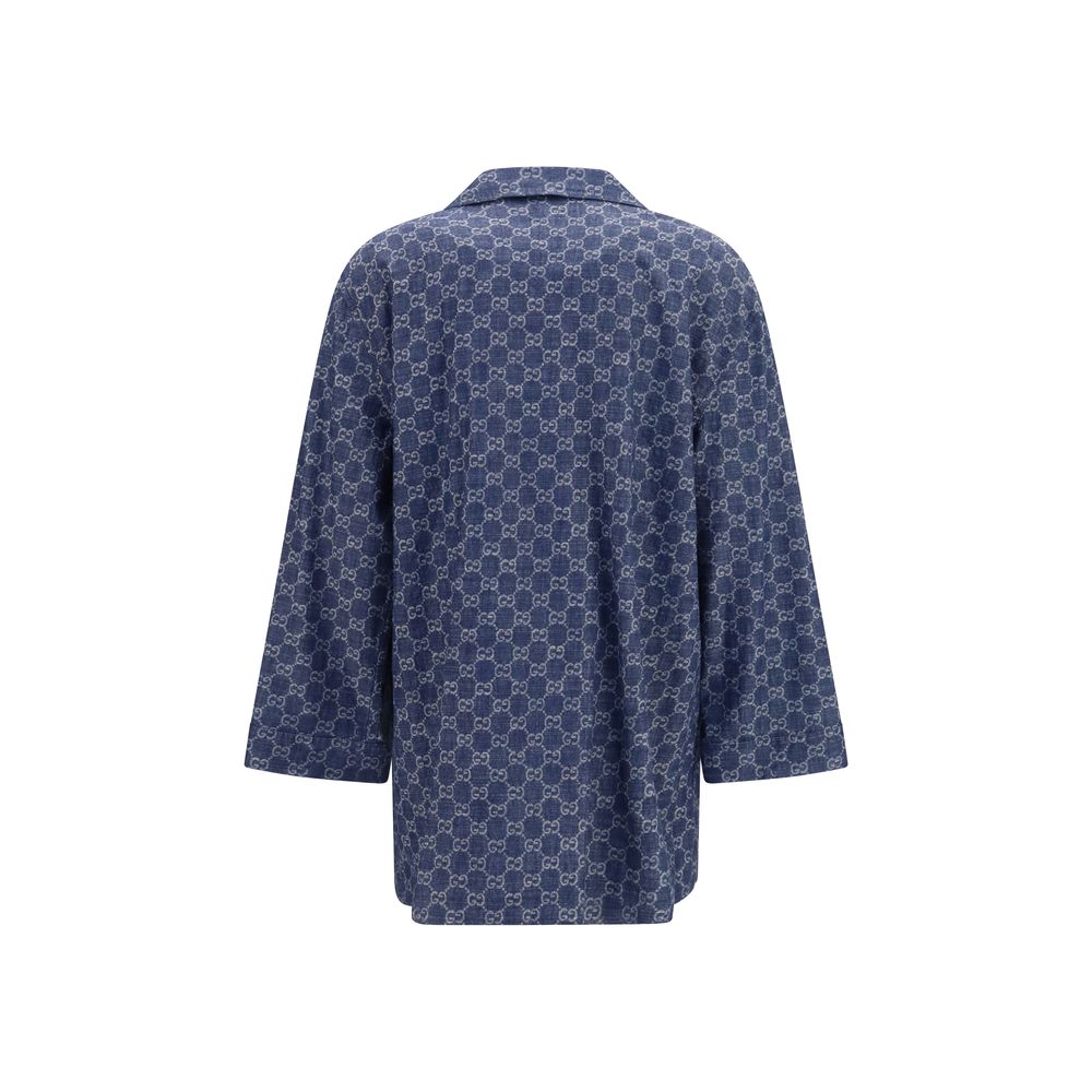 Gucci Blaue Baumwolljacke in voller Länge-2