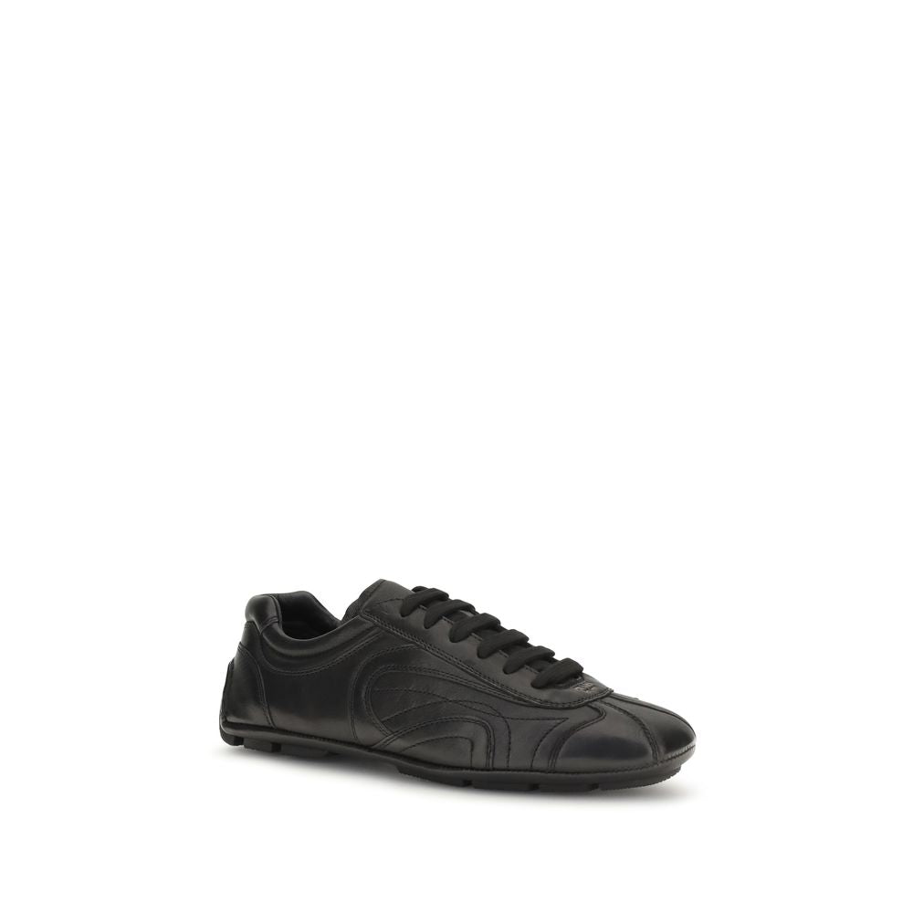 Prada Schwarze Bos Taurus Kalbsleder Low-Top-Sneaker-2
