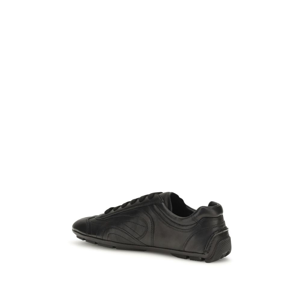 Prada Schwarze Bos Taurus Kalbsleder Low-Top-Sneaker-3