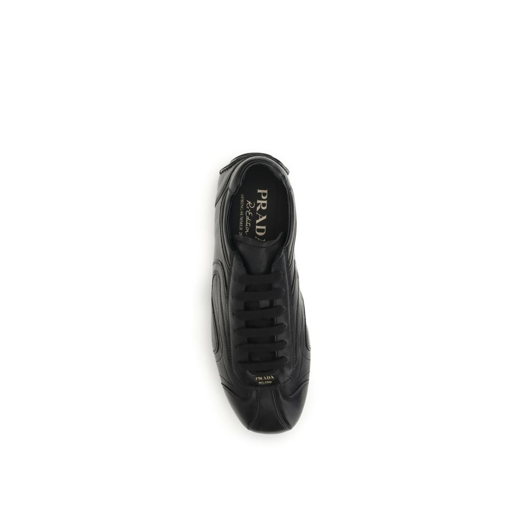 Prada Schwarze Bos Taurus Kalbsleder Low-Top-Sneaker-4