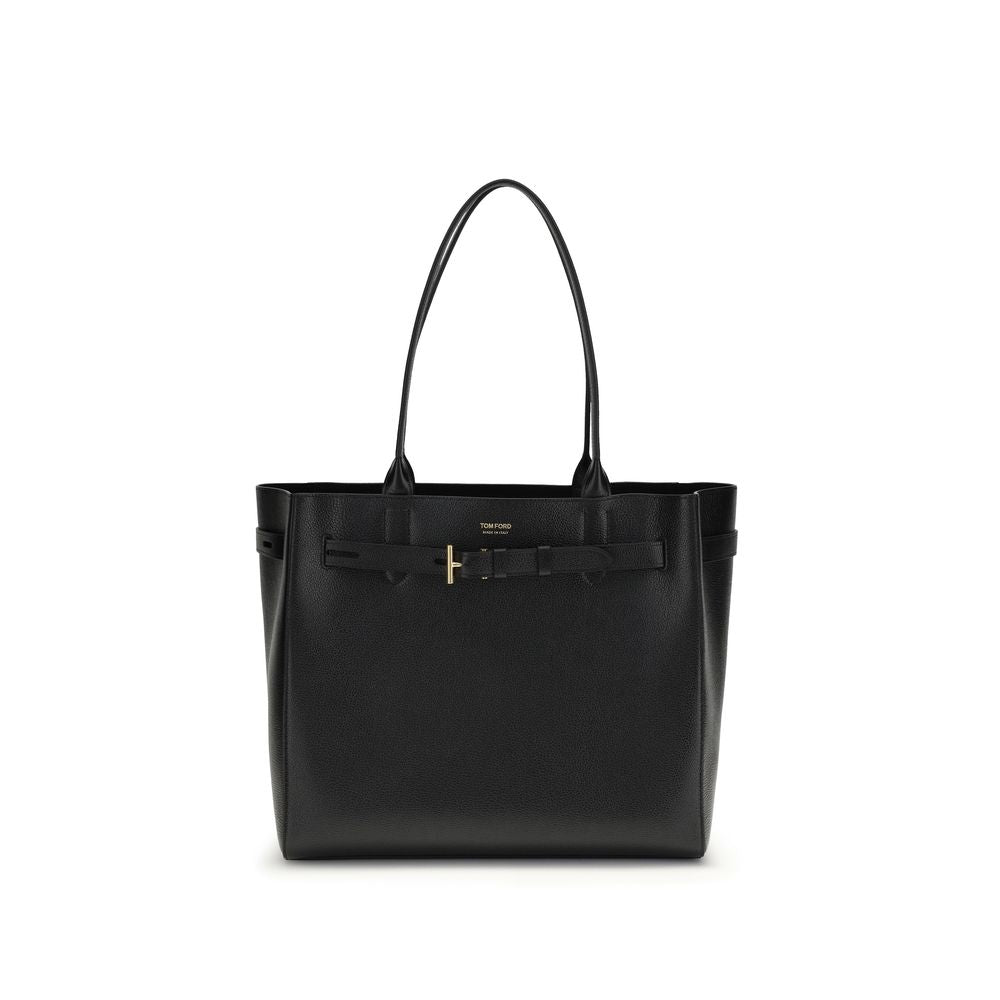 Tom Ford Schwarze Bos Taurus Kalbsleder Schultertasche-1