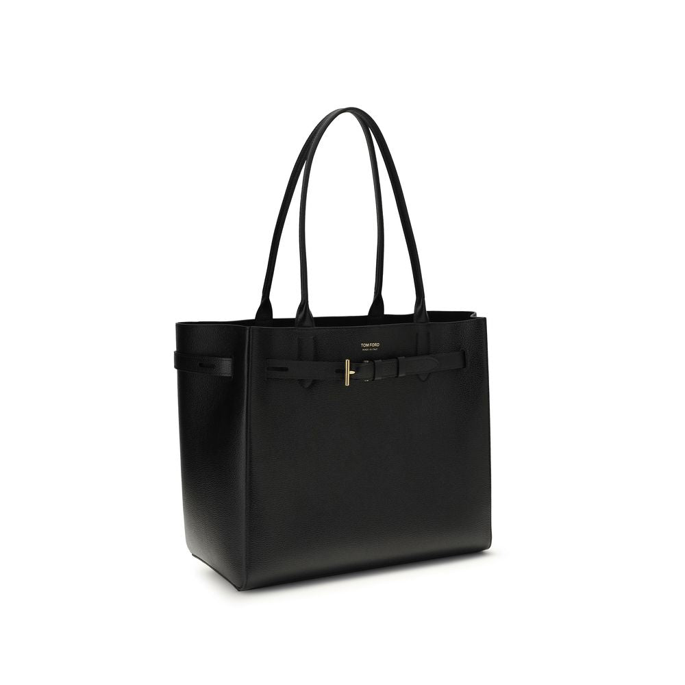 Tom Ford Schwarze Bos Taurus Kalbsleder Schultertasche-2