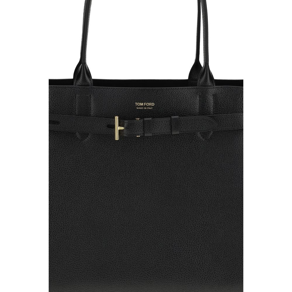 Tom Ford Schwarze Bos Taurus Kalbsleder Schultertasche-4