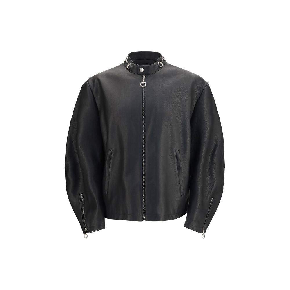 Gucci Schwarze Biker-Jacke aus Kalbsleder Bos Taurus-1