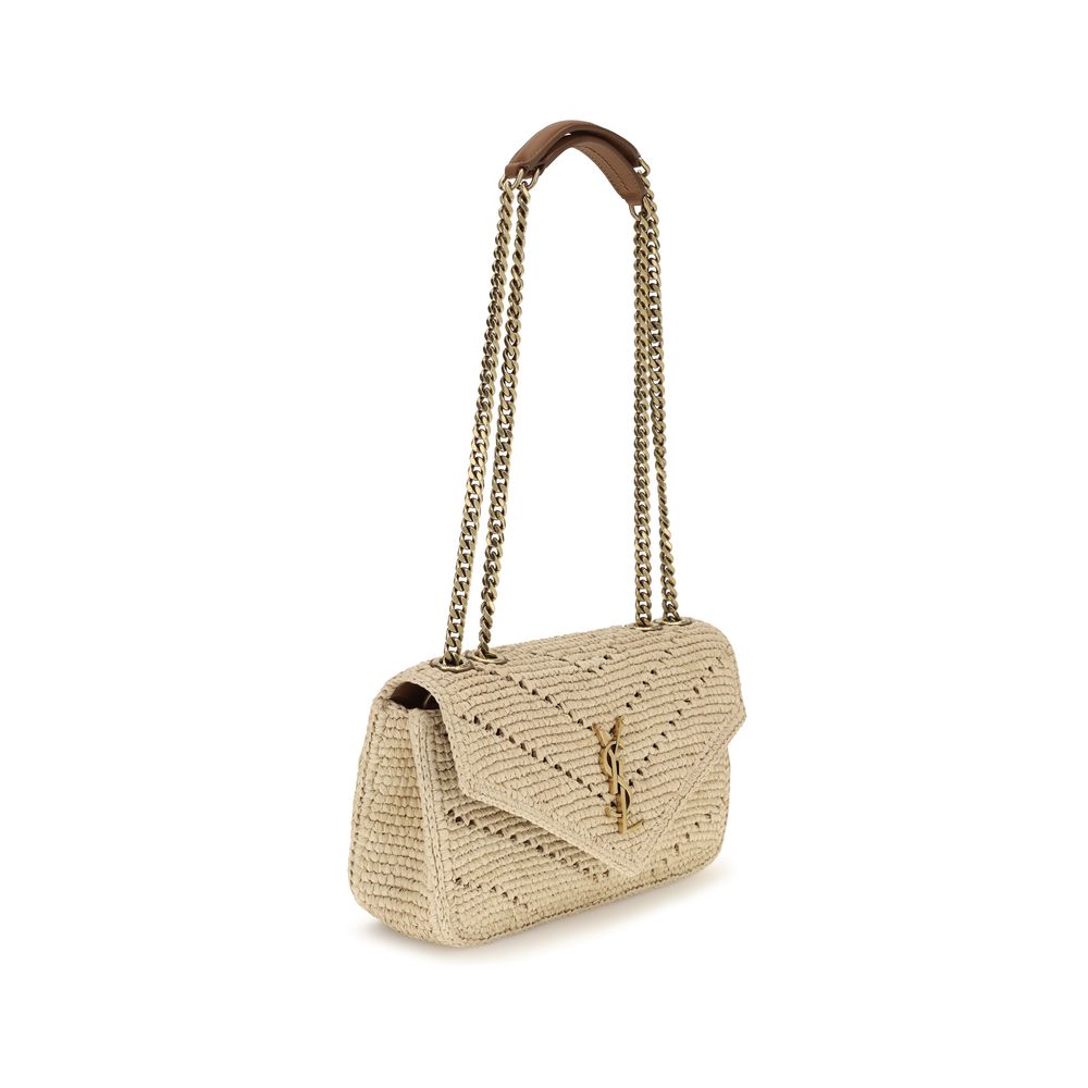 Saint Laurent Beige Raffia Shoulder Bag-2