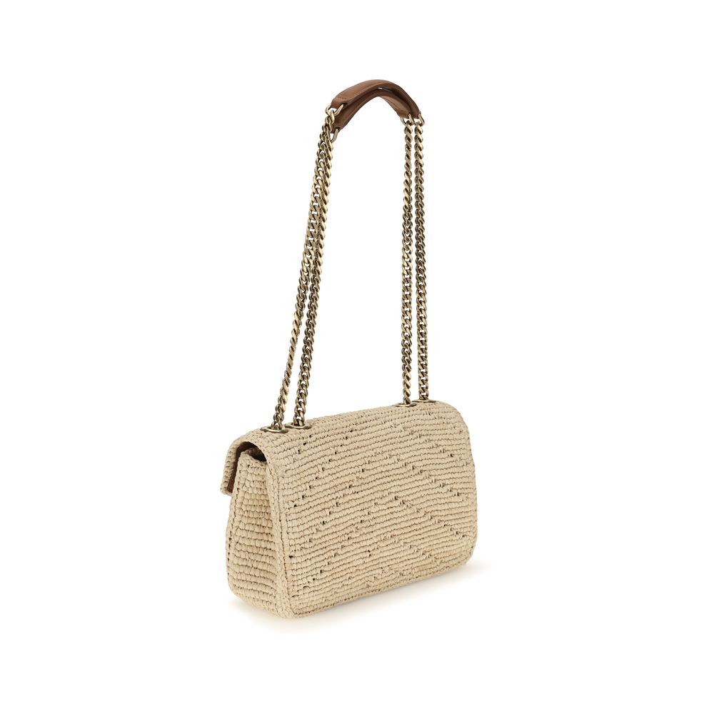 Saint Laurent Beige Raffia Shoulder Bag-3