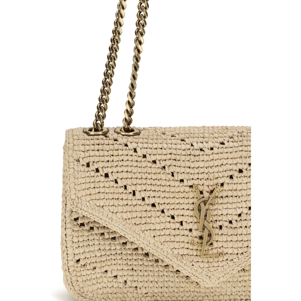 Saint Laurent Beige Raffia Shoulder Bag-4