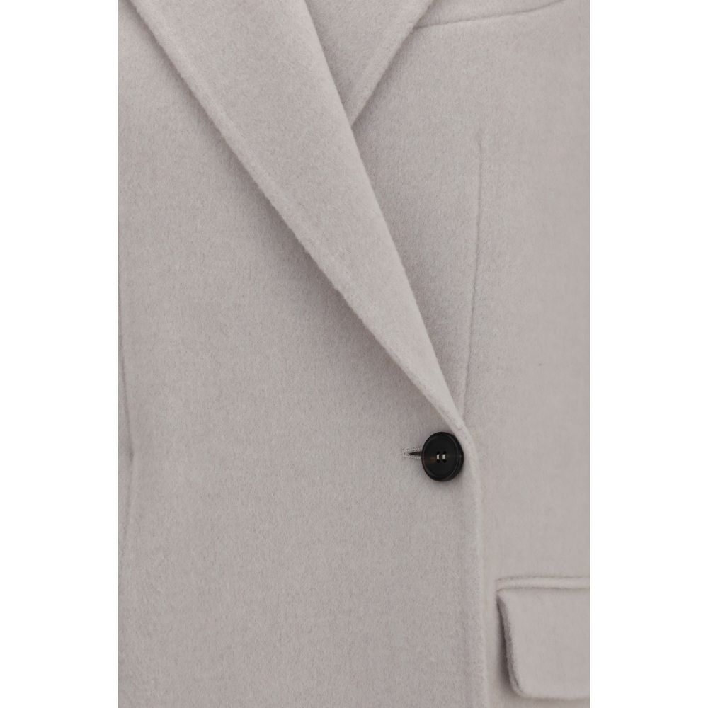 Brunello Cucinelli Weiße Wolljacke Oves Aries Lang-3