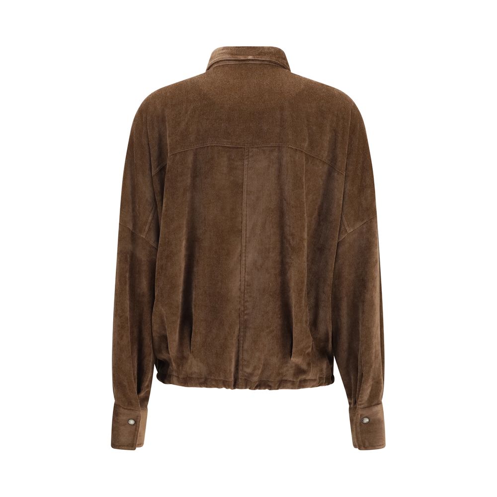 Brunello Cucinelli Hemdbluse mit braunem Viskose-Muster-2
