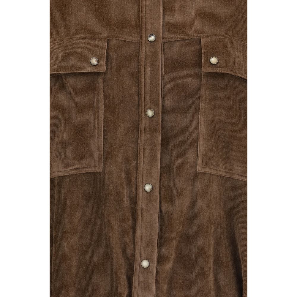 Brunello Cucinelli Hemdbluse mit braunem Viskose-Muster-3