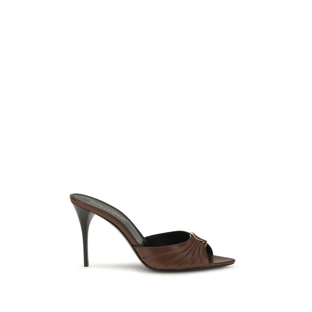 Saint Laurent Braune Kalbsleder Bos Taurus Mules-1