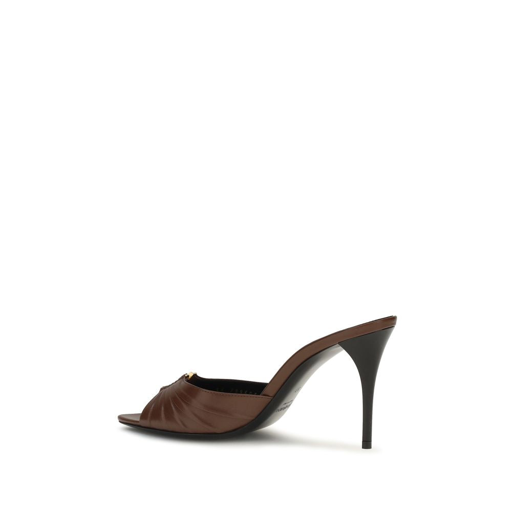 Saint Laurent Braune Kalbsleder Bos Taurus Mules-3