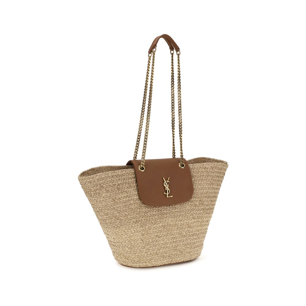 Saint Laurent Beige Raffia Shoulder Bag-2