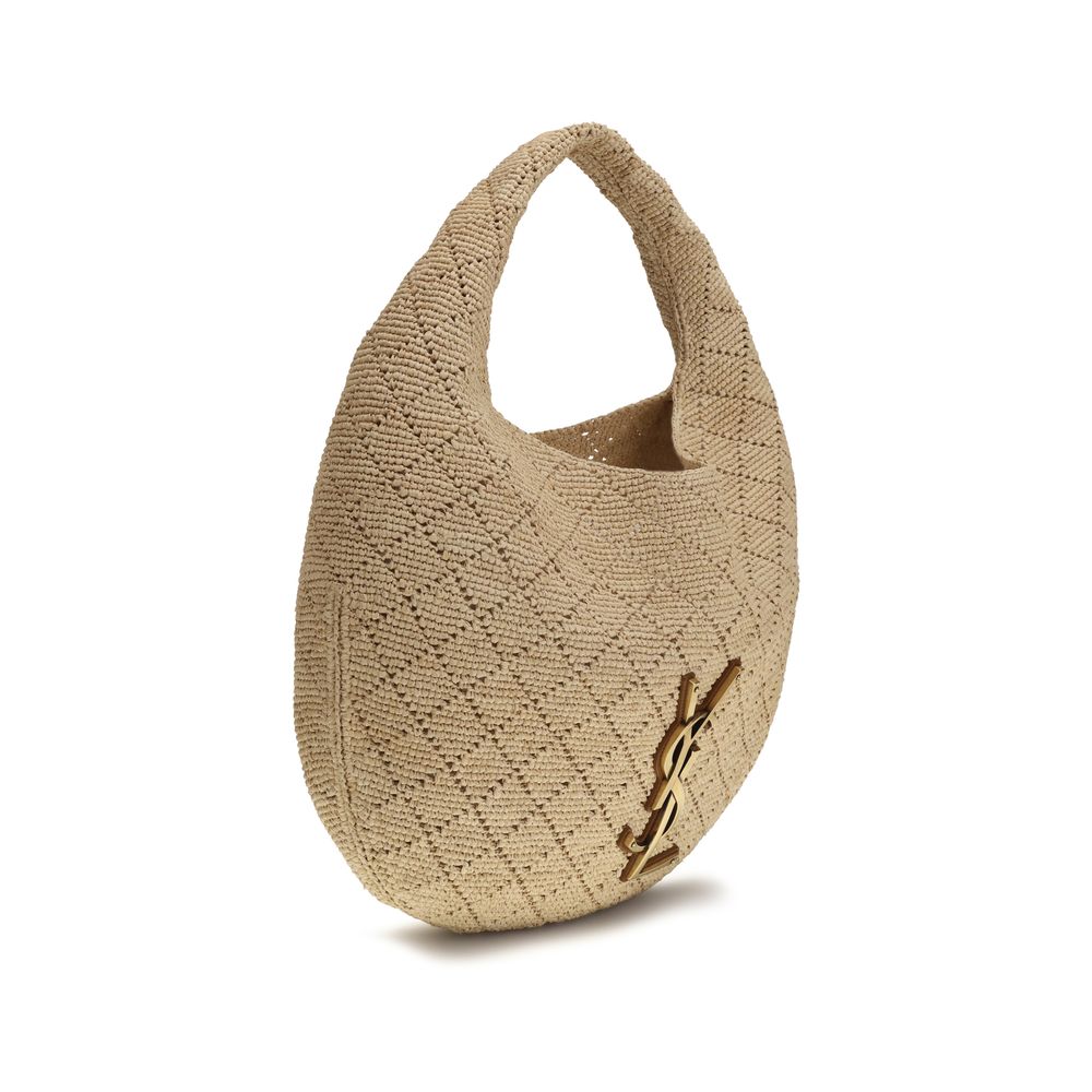 Saint Laurent Beige Raffia Shoulder Bag-2