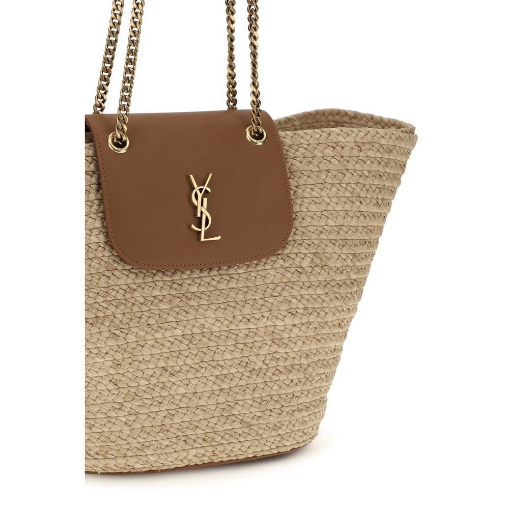 Saint Laurent Beige Raffia Shoulder Bag-4