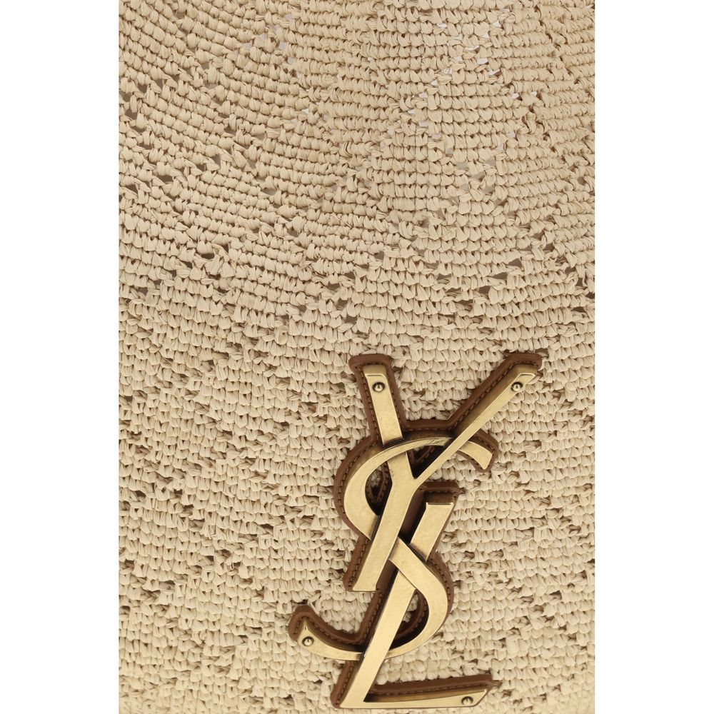 Saint Laurent Beige Raffia Shoulder Bag-4