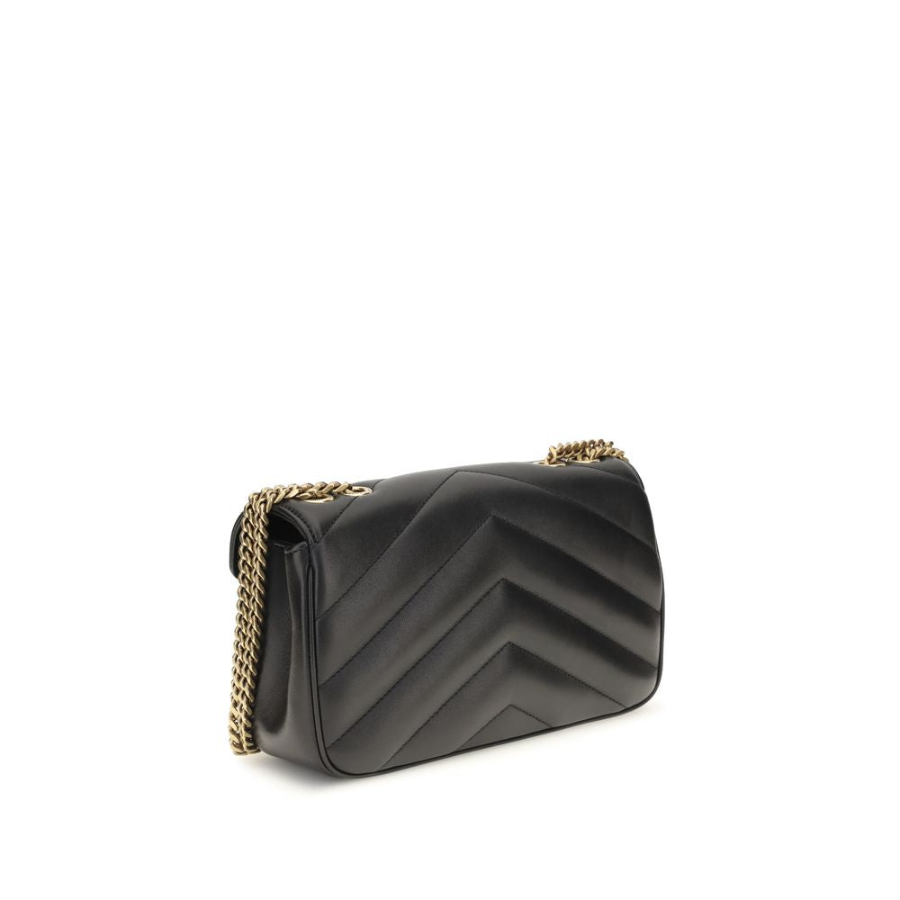 Saint Laurent Schwarze Lammleder Schultertasche Ovis Aries Aries-3