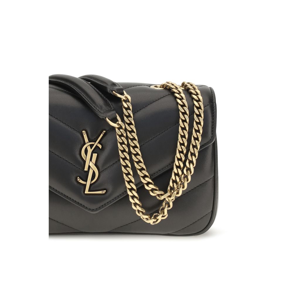 Saint Laurent Schwarze Lammleder Schultertasche Ovis Aries Aries-4