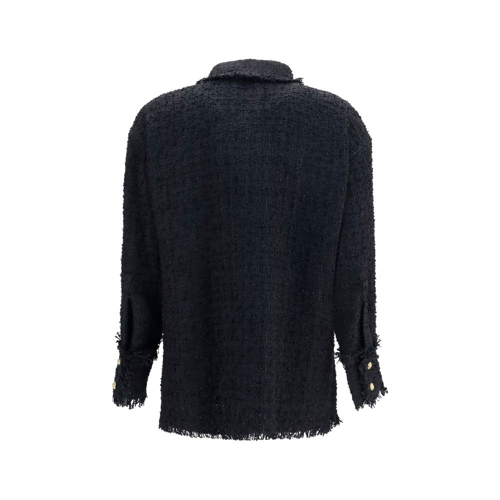 Balmain Schwarzes Polyamid-Hemd-2