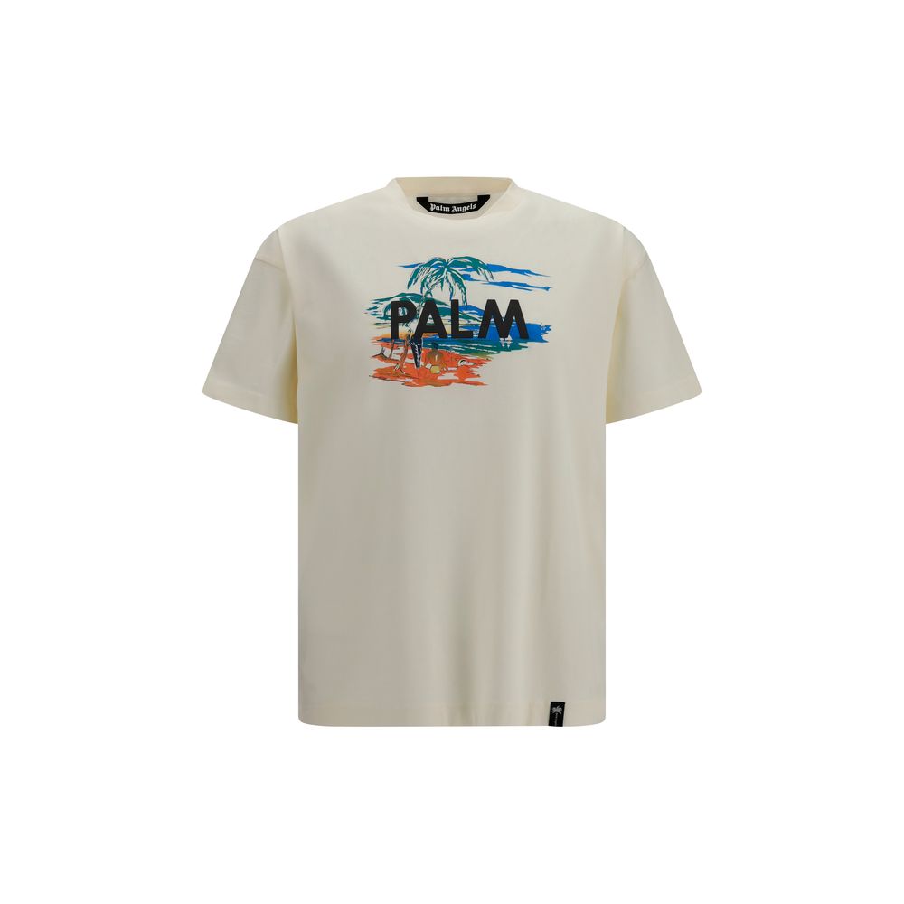 Palm Angels Beiges Baumwoll-T-Shirt-1