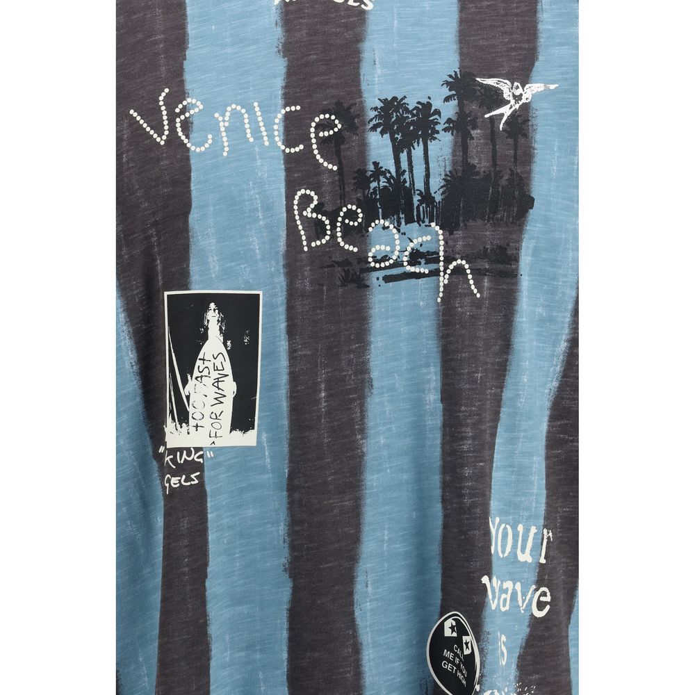 Palm Angels Blaues Baumwoll-Sportswear-T-Shirt-3