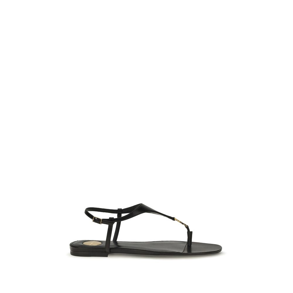 Saint Laurent Schwarze Bos Taurus Kalbsleder-Sandalen-1