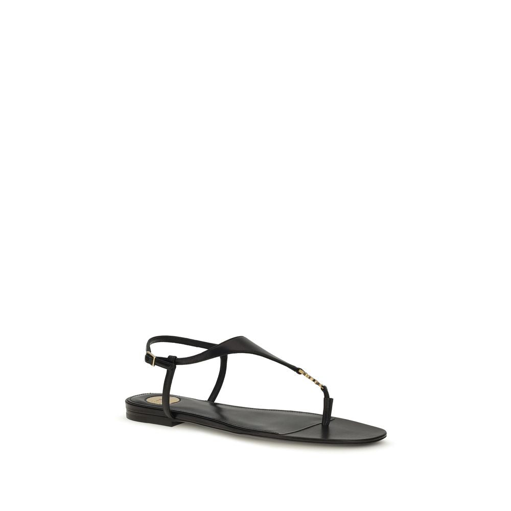 Saint Laurent Schwarze Bos Taurus Kalbsleder-Sandalen-2