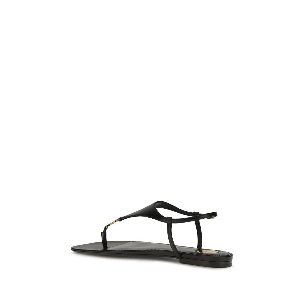 Saint Laurent Schwarze Bos Taurus Kalbsleder-Sandalen-3